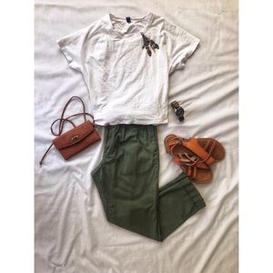 Green Ankle length pants